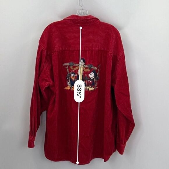 Vintage Disney Shirt Large Goofy Donald Mickey Corduroy Quarter Button Rare 90s - Picture 14 of 16